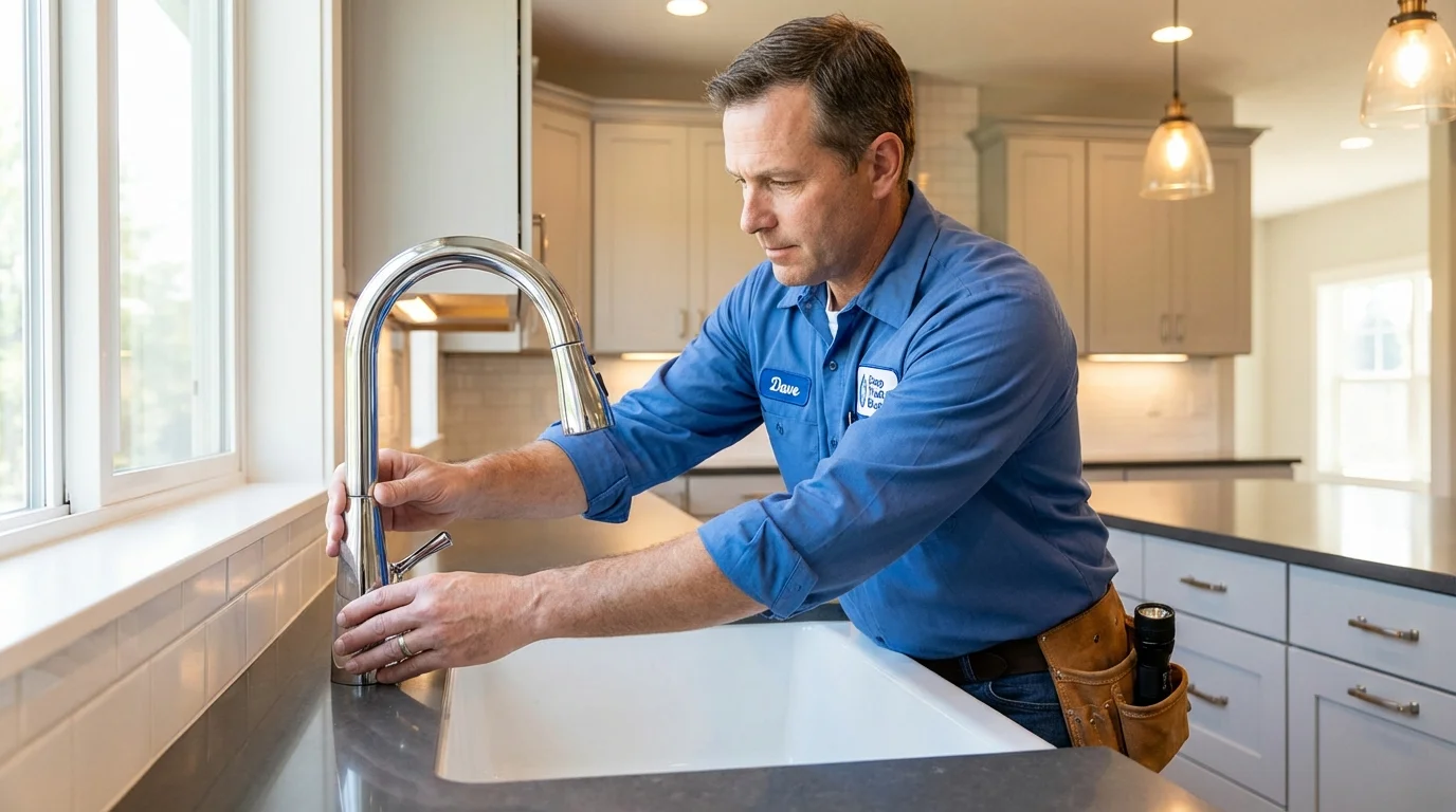 Kitchen faucet installation by Johns Plumbing LLC in North Webster