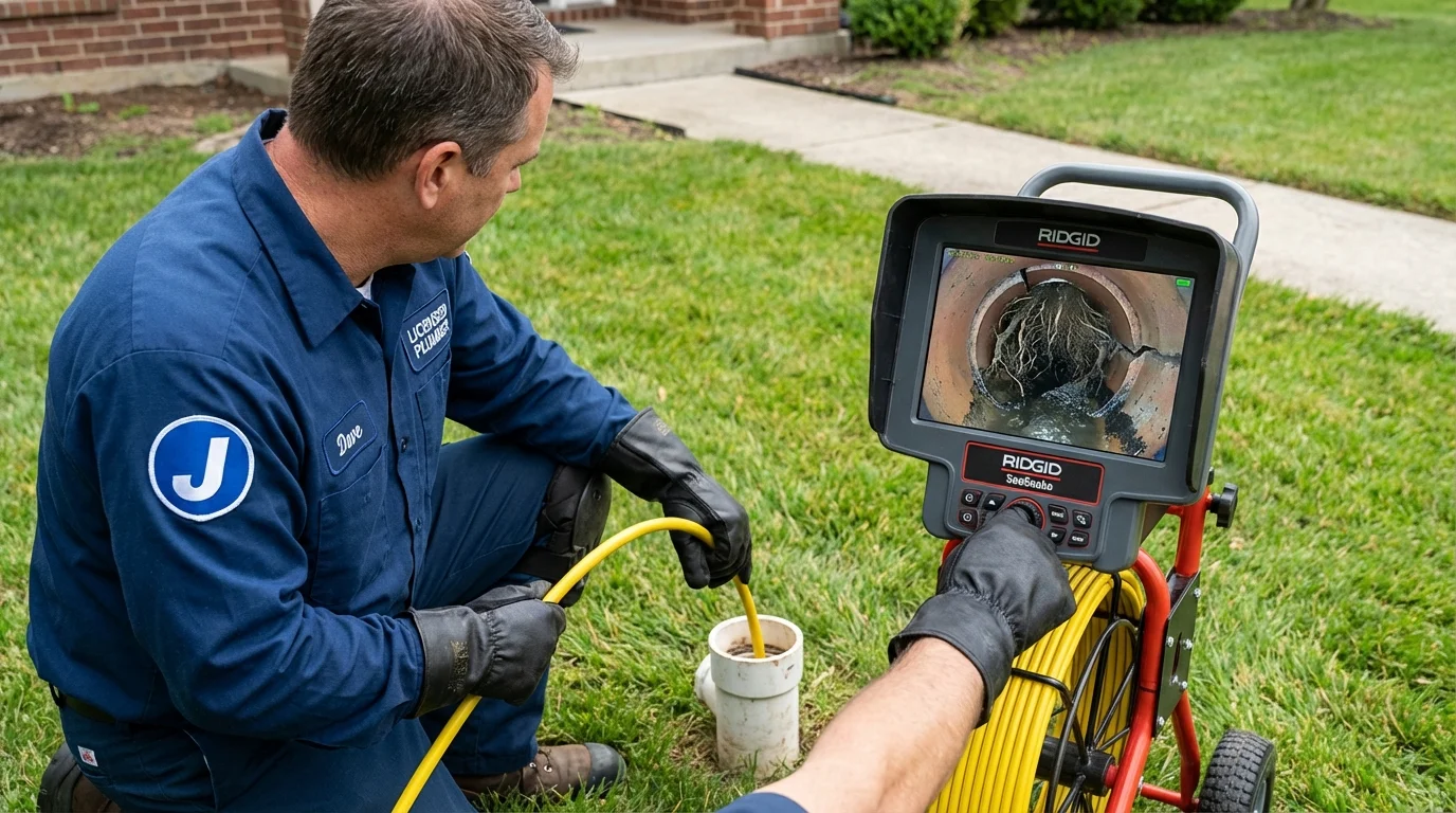 Sewer camera inspection being performed by Johns Plumbing LLC in North Webster